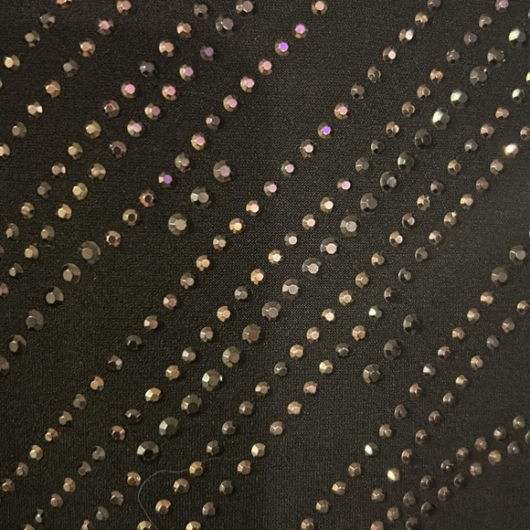 FLARE LACE BLACK SLEEVES BEDAZZLED RHINESTONE TOP LACE DETAILING SPARKLY - Picture 8 of 11